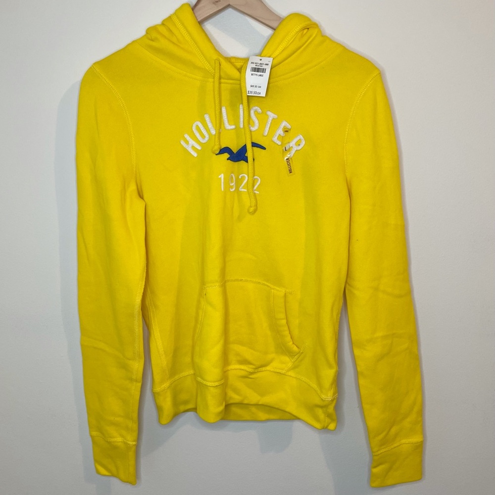 NWT Yellow Hollister Logo Hoodie Women's Large